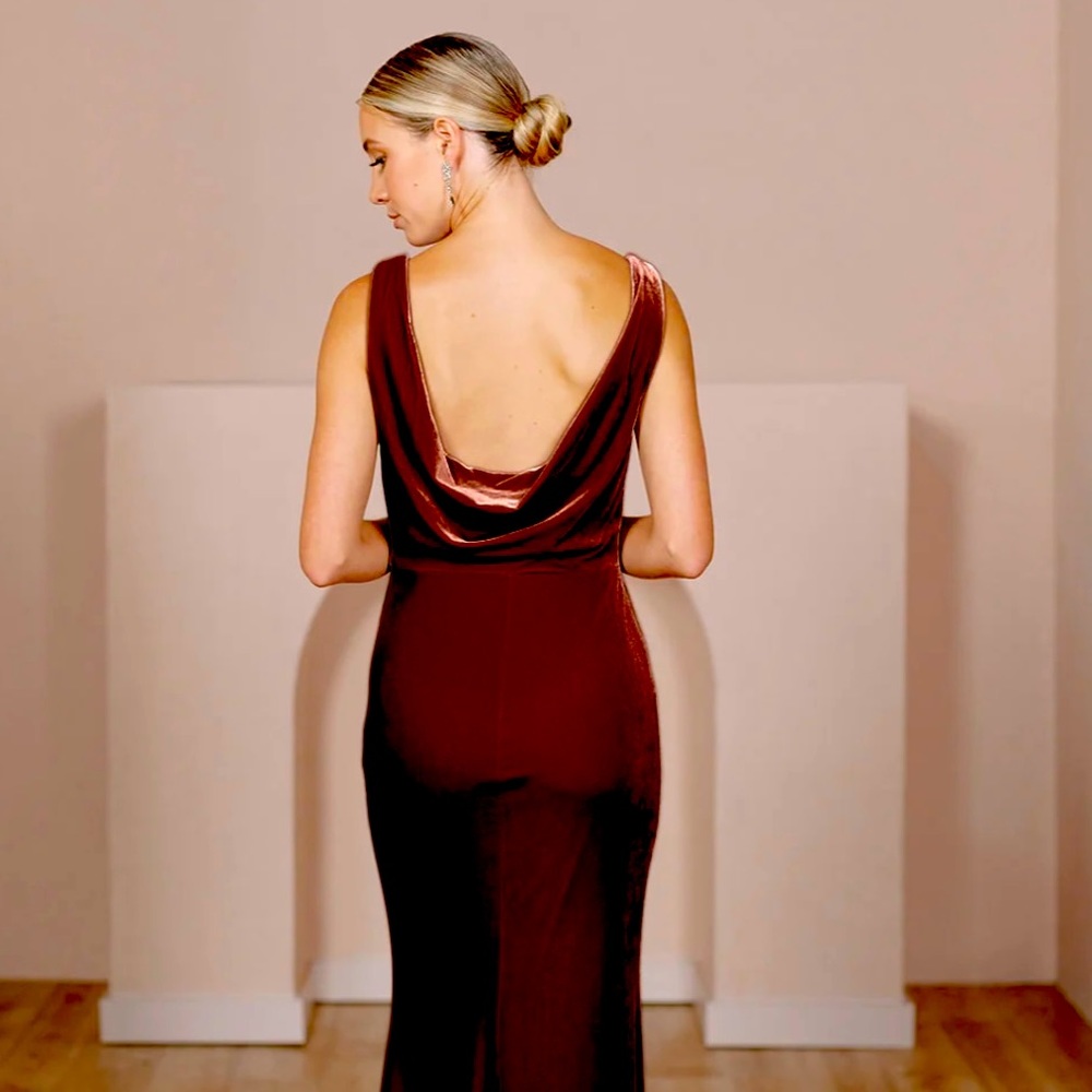 Revelry Dakota velvet dress in terracotta